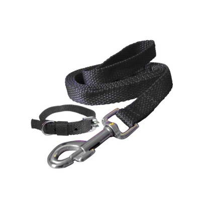 Fekrix Premium Black Nylon Lease With Collar 1.25 Inch